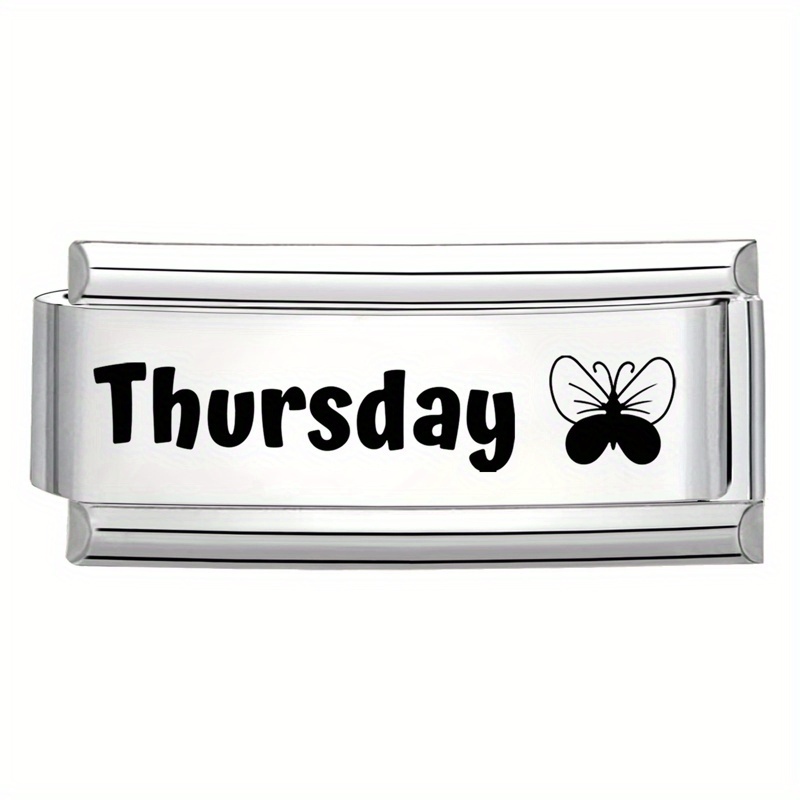Laser-Engraved Black Lettering Style Bracelet, Months and Days